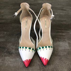 Hand Painted White and Clear Zara Pointed Toe Heel